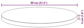 kerek tömör akácfa asztallap Ø80 x 4 cm