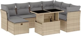 vidaXL 8 részes bézs polyrattan kerti ülőgarnitúra párnával