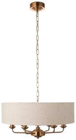 Endon 110722 - Láncos csillár HIGHCLERE 6xE14/40W/230V bézs/sárgaréz átm. 55 cm