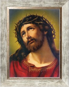 Jézus Krisztus Töviskorona Kép Fehér Díszkeretben 30X40