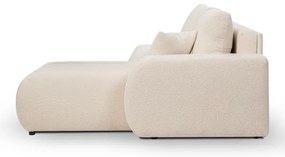 L-alakú, bal oldali, tárolós, bézs DESIO sarokkanapé, ággyá nyitható