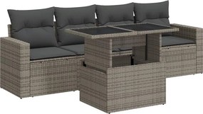 vidaXL 5 részes szürke polyrattan kerti ülőgarnitúra párnákkal