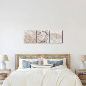 Kép - Bézs levelek (órával) (90x30 cm)