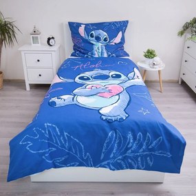 Kék egyszemélyes pamut gyerek ágyneműhuzat 140x200 cm Lilo &amp; Stitch "Aloha" – Jerry Fabrics