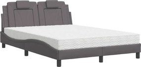 vidaXL szürke műbőr ágy Viana matraccal 140x190 cm