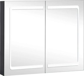 vidaXL tükrös fürdőszobaszekrény LED világítással 80 x 12,2 x 68 cm