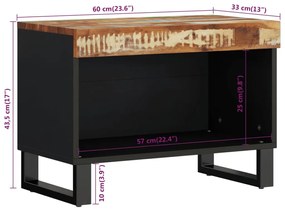 tömör újrahasznosított fa TV-szekrény 60 x 33 x 43,5 cm