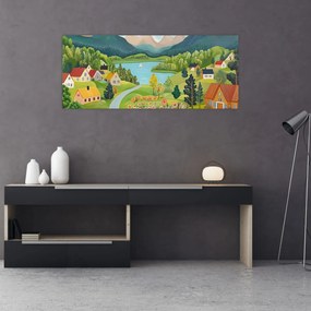 Kép - Falu a hegyekben (120x50 cm)