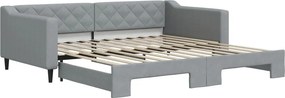 vidaXL világosszürke kihúzható szövet heverő 100 x 200 cm