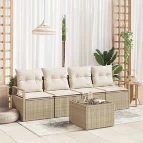 Kerti Kanapé Szett 5 pcs Beige és krém 55 x 55 x 37 cm