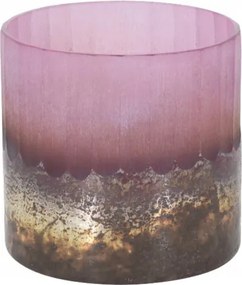 Arany gyertyatartó mécseshez, rózsaszín