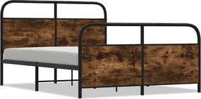 vidaXL füstös tölgy színű fém ágykeret matrac nélkül 137 x 190 cm