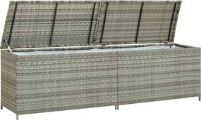 Szürke Polyrattan Kerti Tárolóláda 200 X 50 X 60 Cm
