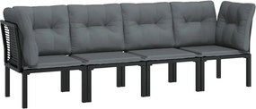 vidaXL 4 részes fekete és szürke polyrattan kerti ülőgarnitúra