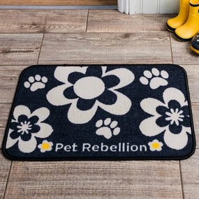 PET REBELLION Dinner Mate Flowers Black Tál alattiszőnyeg, 40 x 60 cm