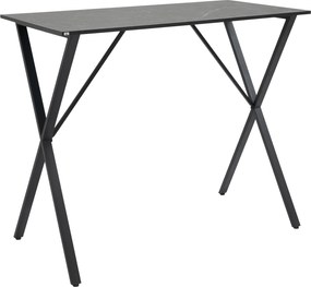 HOMCOM Modern Ipari Stílusú Bárpult, Magas Konyhaasztal Márványhatású Fából és Acélból, 120 x 60 x 102 cm, Fekete | Aosom