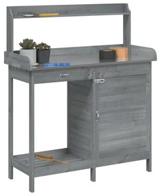 szürke tömör fenyőfa ültetőasztal szekrénnyel 110,5x45x124,5 cm