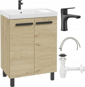 Fürdőszoba szett szekrény mosdóval 80x60 csaptelep szifon dugó click-clack