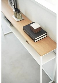 Fehér-világosbarna konzolasztal kőrisfa dekorral 20,5x126 cm Tower – YAMAZAKI