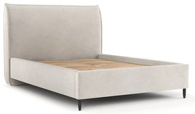Krémszínű kárpitozott ágyneműtartós franciaágy ágyráccsal 180x200 cm Shell – Maison de Rêve