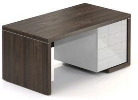 Lineart asztal 160 x 85 cm + jobb konténer, bodza sötét / fehér