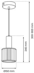 Csillár zsinóron CRISTAL 1xE27/60W/230V fekete
