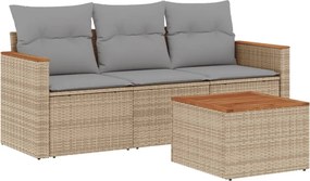 vidaXL 4 részes bézs polyrattan kerti ülőgarnitúra párnákkal