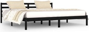 vidaXL fekete tömör fenyőfa ágykeret 200 x 200 cm