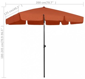terrakotta strandnapernyő 200 x 125 cm