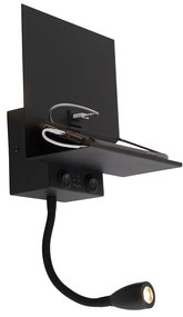 Okos fali lámpa fekete USB-vel és hajlékony karral, Wi-Fi G9-es foglalattal - Flero