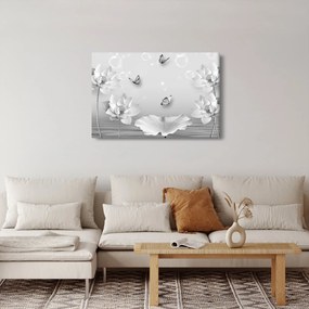Kép - Virágos dizájn pillangókkal (90x60 cm)