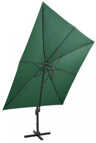 zöld konzolos napernyő rúddal és LED-fényekkel 300 cm