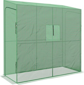 Outsunny Film Üvegház, Üvegház Két Ajtóval, Szélálló Paradicsomház Oldalsó Ablakkal, UV Védelem a Kerthez, PE, Zöld, 200 x 80 x 200 cm | Aosom