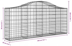 14 db íves horganyzott vas gabion kosár 200x30x80/100 cm