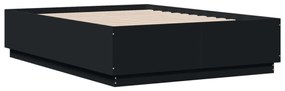 fekete szerelt fa ágykeret LED-del 135 x 190 cm