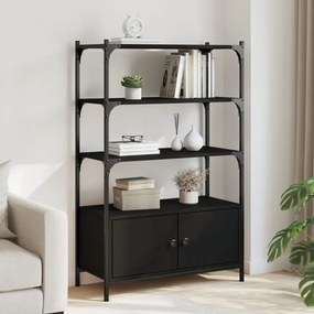 3 szintes fekete szerelt fa könyvespolc 70 x 30 x 109,5 cm