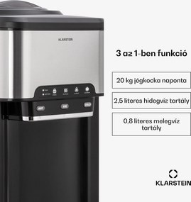 Klarstein Aqueous, jégkocka készítő 3 az 1-ben, jégkocka, 20 kg/24 h, vízadagoló: hideg és meleg