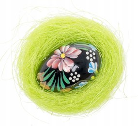 Húsvéti Fából készült Kézzel Festett Fekete Zöld Fészekben