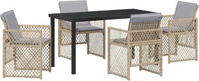 vidaXL Kert étkező szett 5 pcs Bézs polirattan