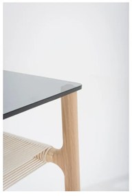 Fawn kisasztal tömör tölgyfa szerkezettel és szürke asztallappal - Gazzda