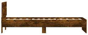 füstös tölgy színű ágykeret fejtámlával és LED-ekkel 75x190 cm