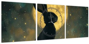 Kép - Nyúl és hold (órával) (90x30 cm)