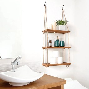 Tutumi, függő fali polc kötélen 30x40x10 cm, 23-as típus Bézs, barna, HOM-03208