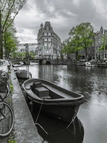 Poszter 60x80cm Csónak kikötve a csatornánál, Assaf Frank