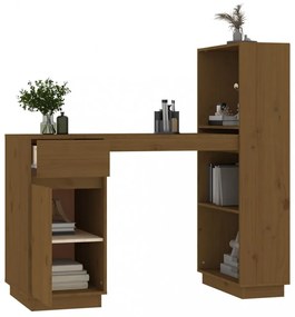mézbarna tömör fenyőfa íróasztal 110x53x117 cm