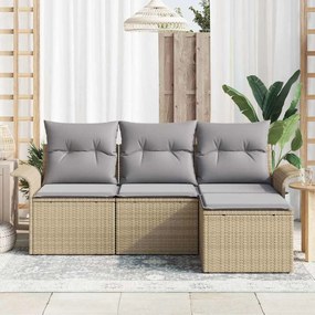 Kerti Kanapé Szett párnával tárolóval 4 pcs Bézs Poli rattan