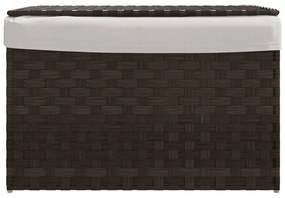 sötétbarna polyrattan szennyeskosár fedéllel 55,5 x 35 x 34 cm