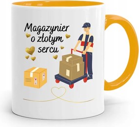 Sárga Bögre Arany Szívű Raktárosnak, fényképes nyomattal