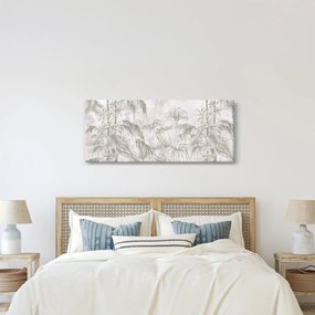 Kép - Trópusi növények a falon szürke színben (120x50 cm)