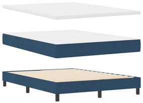 Boxspring ágy matracra, kék, 140 x 200 cm, szövet